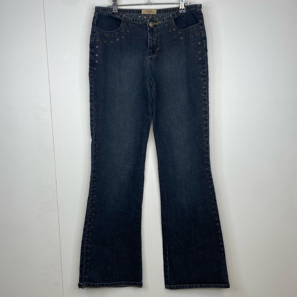 Liquid X Size 29-30 Y2K Vintage Low Rise Eyelet Flare Jeans - Picture 1 of 5